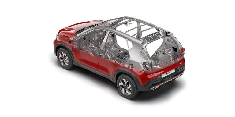 Kia SONET structure uses high-strength steel and adhesives to provide comprehensive safety, by reducing the impact in case of a crash